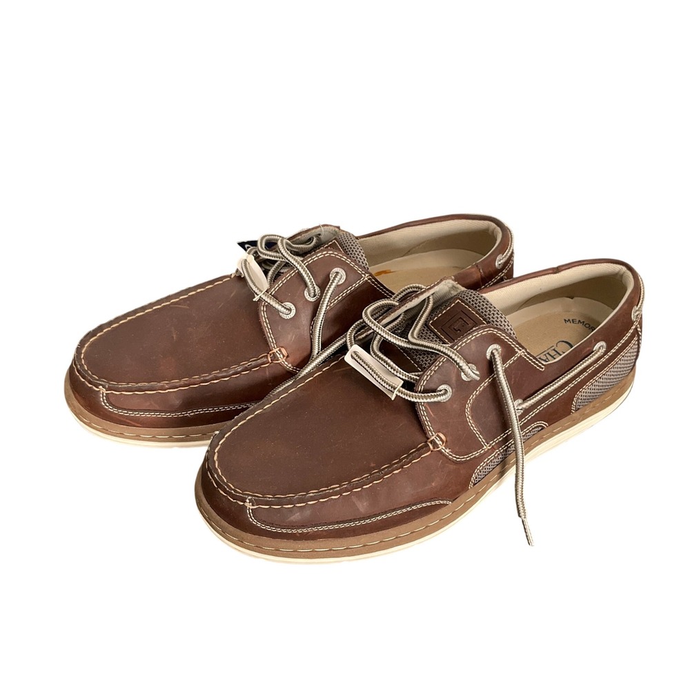 Chaps Boat Shoes Mens 11M Brown Leather Memory Foam Loafers 96-37048 Leather